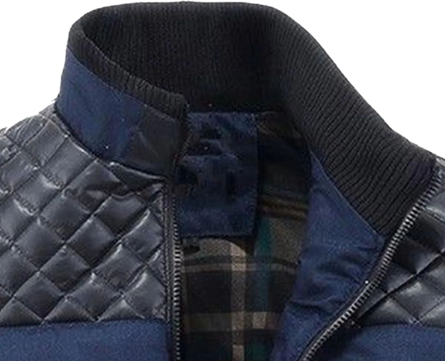 DGHM-JLMY Men's Shoulder Chest Rhombic Quilted Coat Thicken Stand Collar Warm Zipper Coat splicing Cotton-Padded Jacket