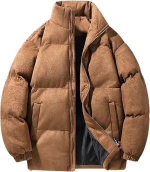 DGHM-JLMY Men's Suede-Like Cotton-Padded Jacket Winter Stand Collar Quilted Jacket Thickened Warm Windproof Bread Coat
