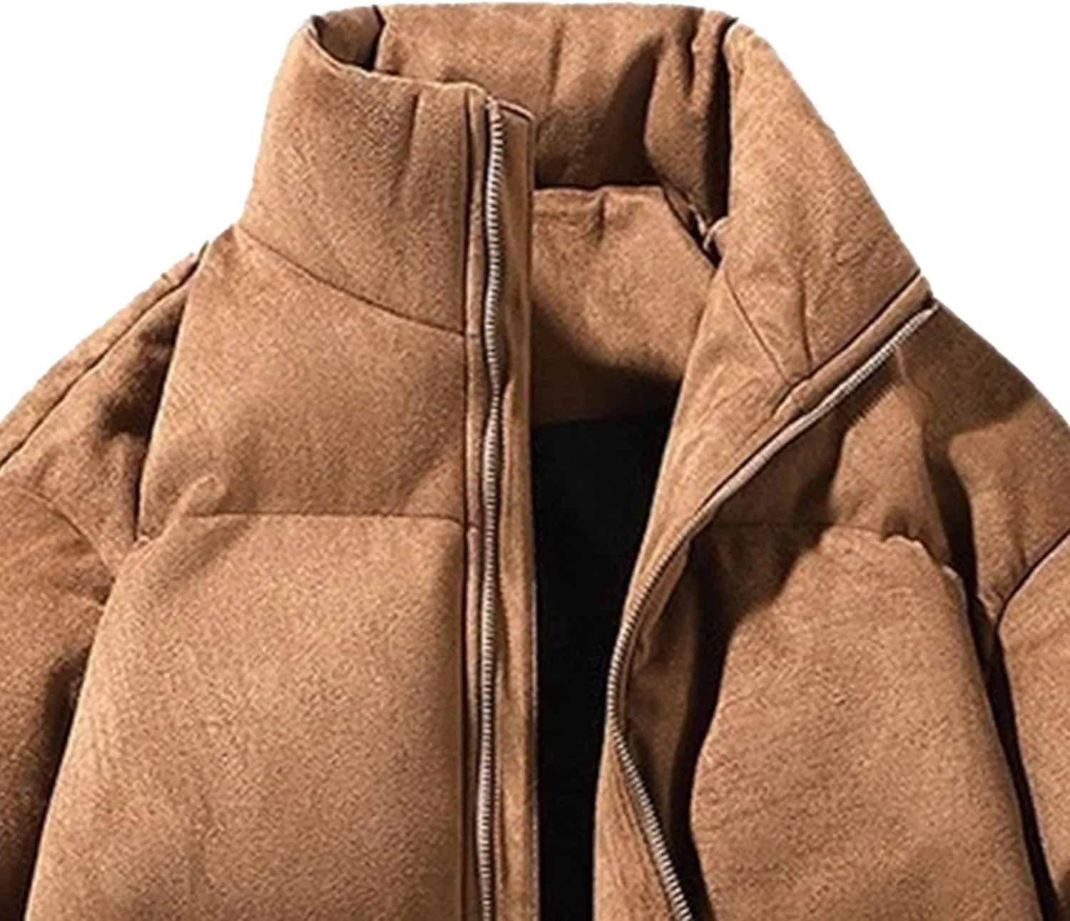 DGHM-JLMY Men's Suede-Like Cotton-Padded Jacket Winter Stand Collar Quilted Jacket Thickened Warm Windproof Bread Coat