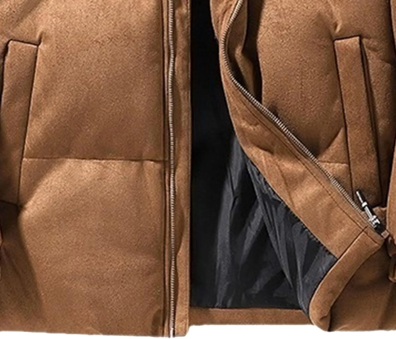 DGHM-JLMY Men's Suede-Like Cotton-Padded Jacket Winter Stand Collar Quilted Jacket Thickened Warm Windproof Bread Coat