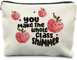 Disco Ball Apple Cosmetic Bags - Fun Teacher Appreciation Gifts, Makeup Bags for Women
