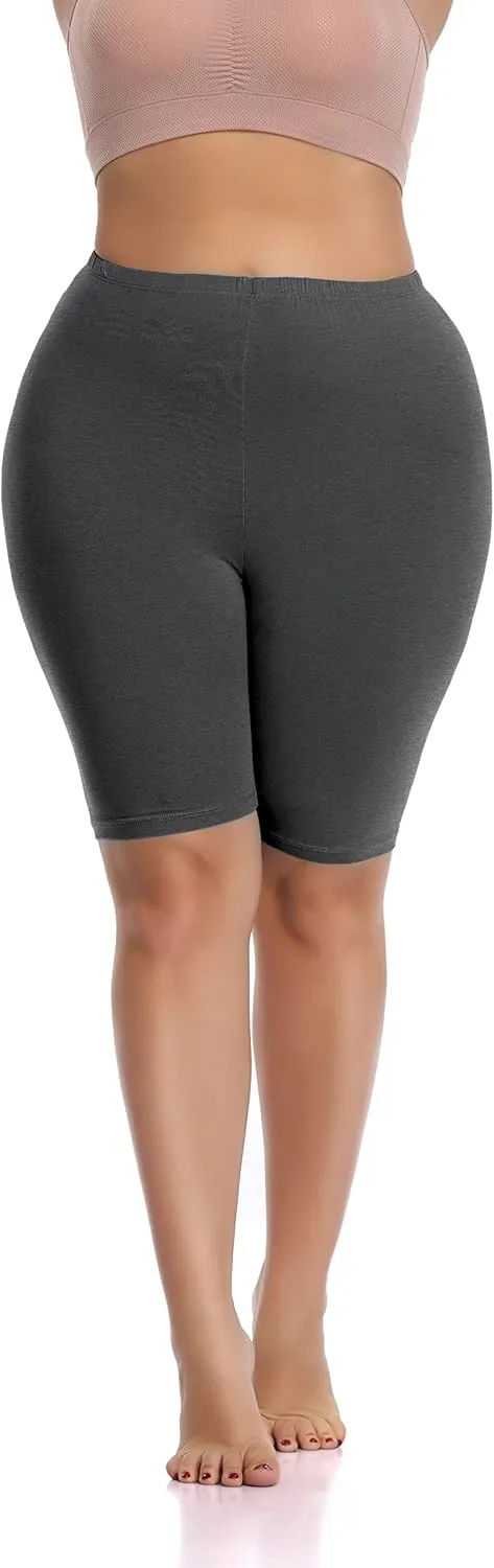 DITSONEO Plus Size Short Leggings for Women Sport Capris Knee Length Leggings Yoga Workout Gym Mid Thigh Shorts Under Dress