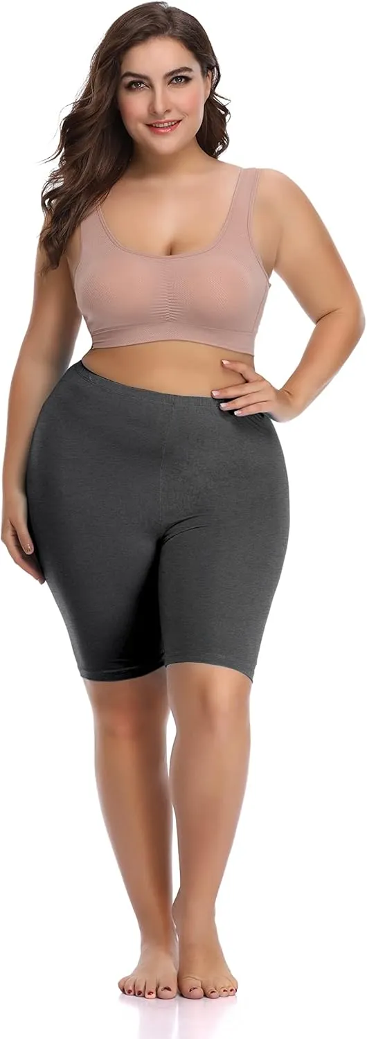 DITSONEO Plus Size Short Leggings for Women Sport Capris Knee Length Leggings Yoga Workout Gym Mid Thigh Shorts Under Dress