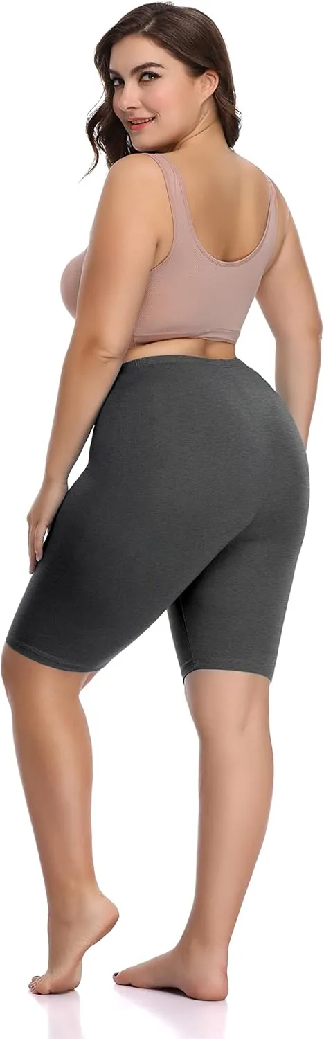 DITSONEO Plus Size Short Leggings for Women Sport Capris Knee Length Leggings Yoga Workout Gym Mid Thigh Shorts Under Dress