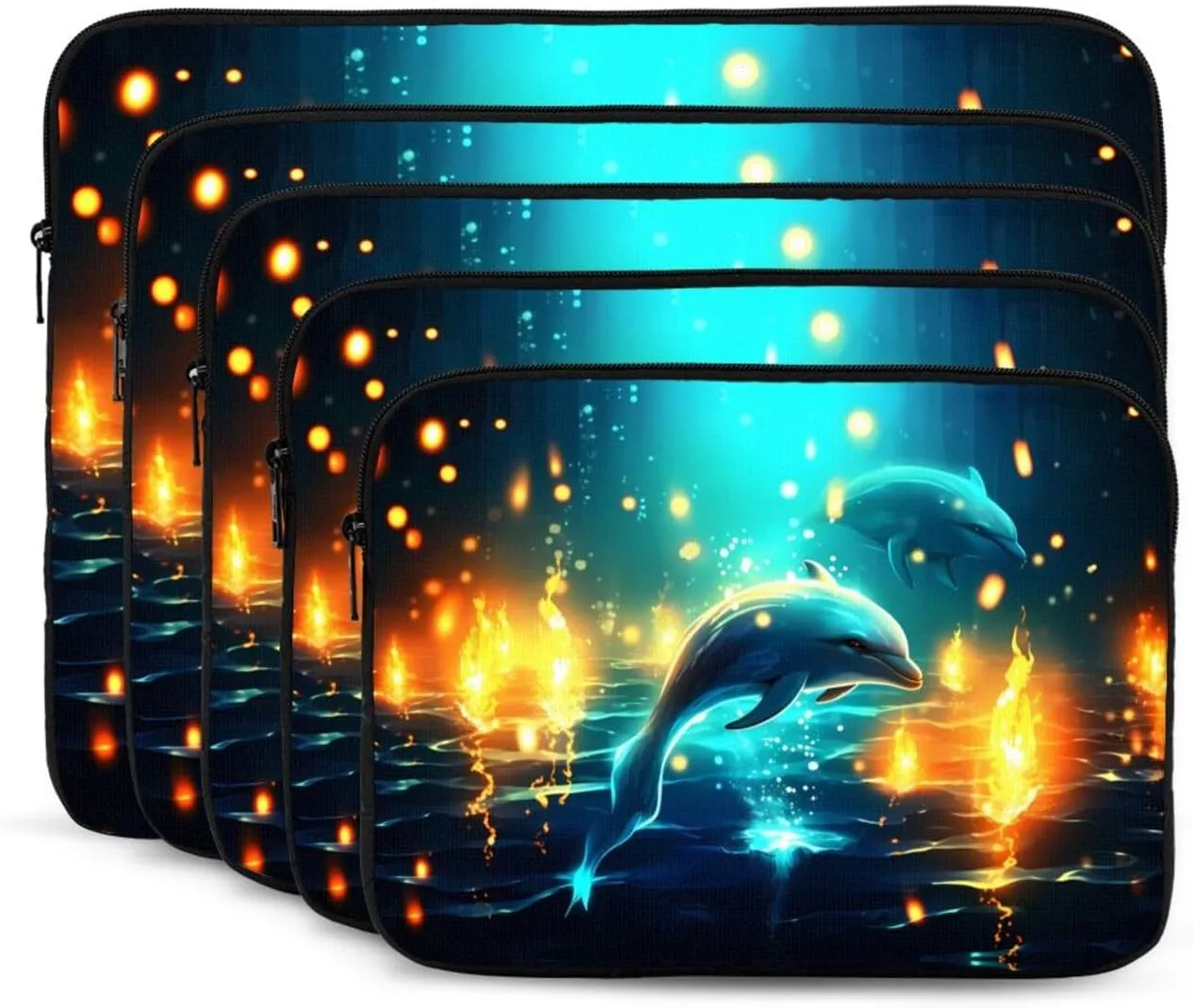 Dolphin'S Fun Ocean Laptop Sleeve Case 15 Inch Suitable for Notebook Computer Tablet Traveling Carrying Simple Case