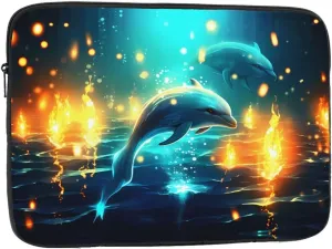 Dolphin'S Fun Ocean Laptop Sleeve Case 15 Inch Suitable for Notebook Computer Tablet Traveling Carrying Simple Case