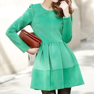 Dress Long Sleeved Round Neck