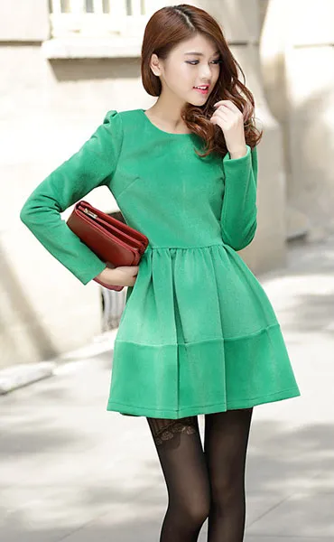 Dress Long Sleeved Round Neck