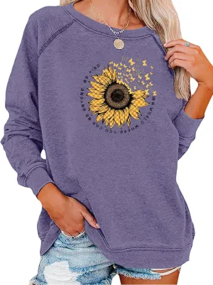 EADINVE "FUN FACT: I don't care Letter Print Women's Crewneck Sweatshirt Raglan Long Sleeve Casual Pullover Tops