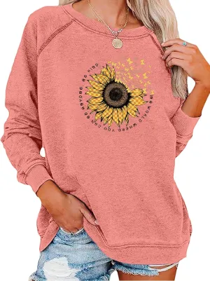 EADINVE "FUN FACT: I don't care Letter Print Women's Crewneck Sweatshirt Raglan Long Sleeve Casual Pullover Tops