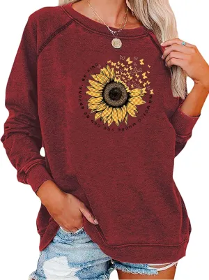 EADINVE "FUN FACT: I don't care Letter Print Women's Crewneck Sweatshirt Raglan Long Sleeve Casual Pullover Tops