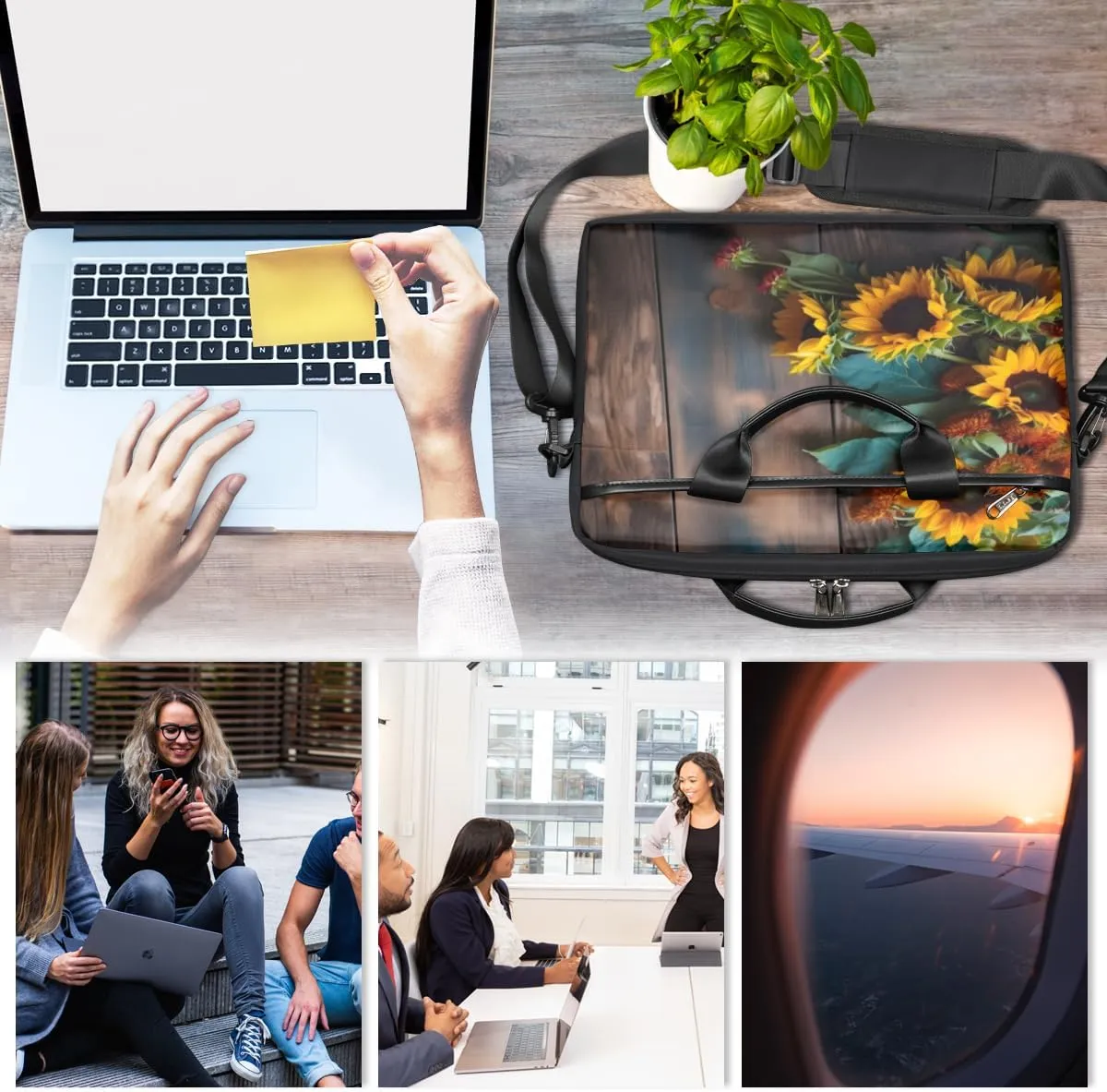 Eiffel Tower Fun Pattern Laptop Shoulder Bag for Tablet Computer Notebook Sleeve Messenger Carrying Case Briefcase Tote