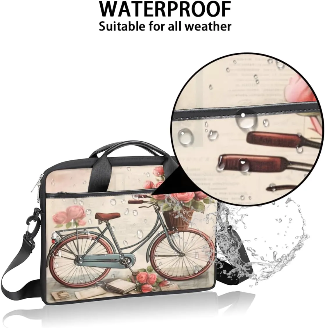 Eiffel Tower Fun Pattern Laptop Shoulder Bag for Tablet Computer Notebook Sleeve Messenger Carrying Case Briefcase Tote