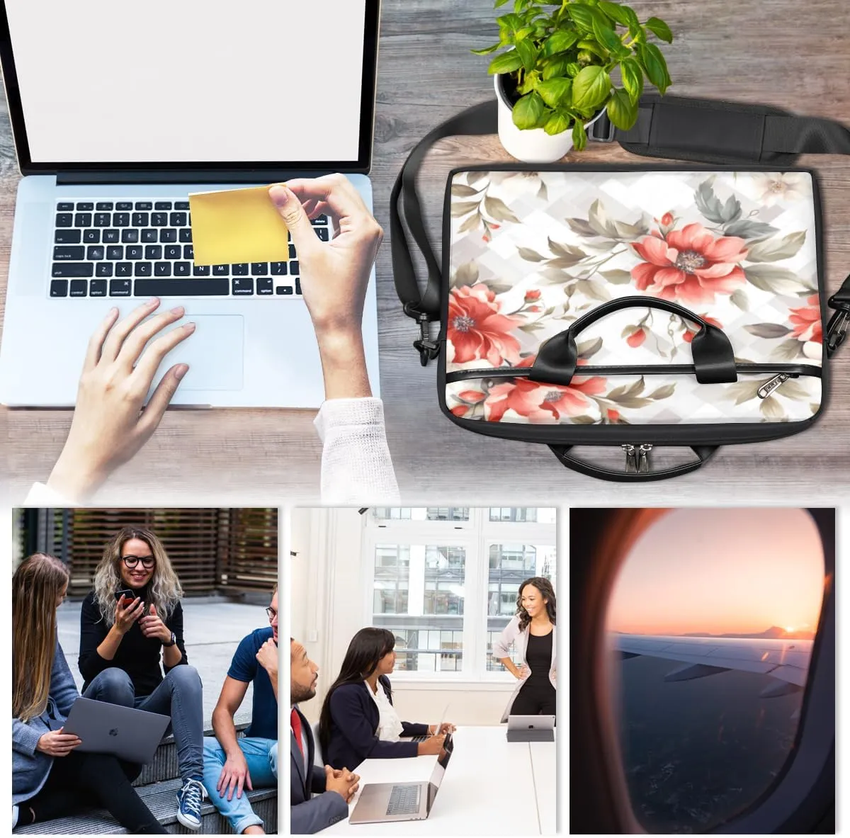 Eiffel Tower Fun Pattern Laptop Shoulder Bag for Tablet Computer Notebook Sleeve Messenger Carrying Case Briefcase Tote
