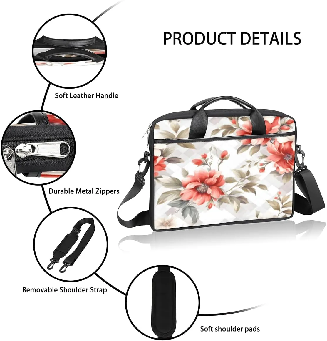 Eiffel Tower Fun Pattern Laptop Shoulder Bag for Tablet Computer Notebook Sleeve Messenger Carrying Case Briefcase Tote