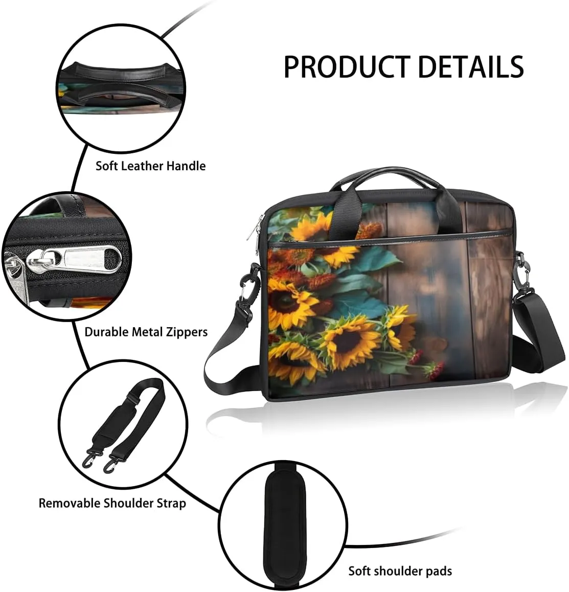 Eiffel Tower Fun Pattern Laptop Shoulder Bag for Tablet Computer Notebook Sleeve Messenger Carrying Case Briefcase Tote
