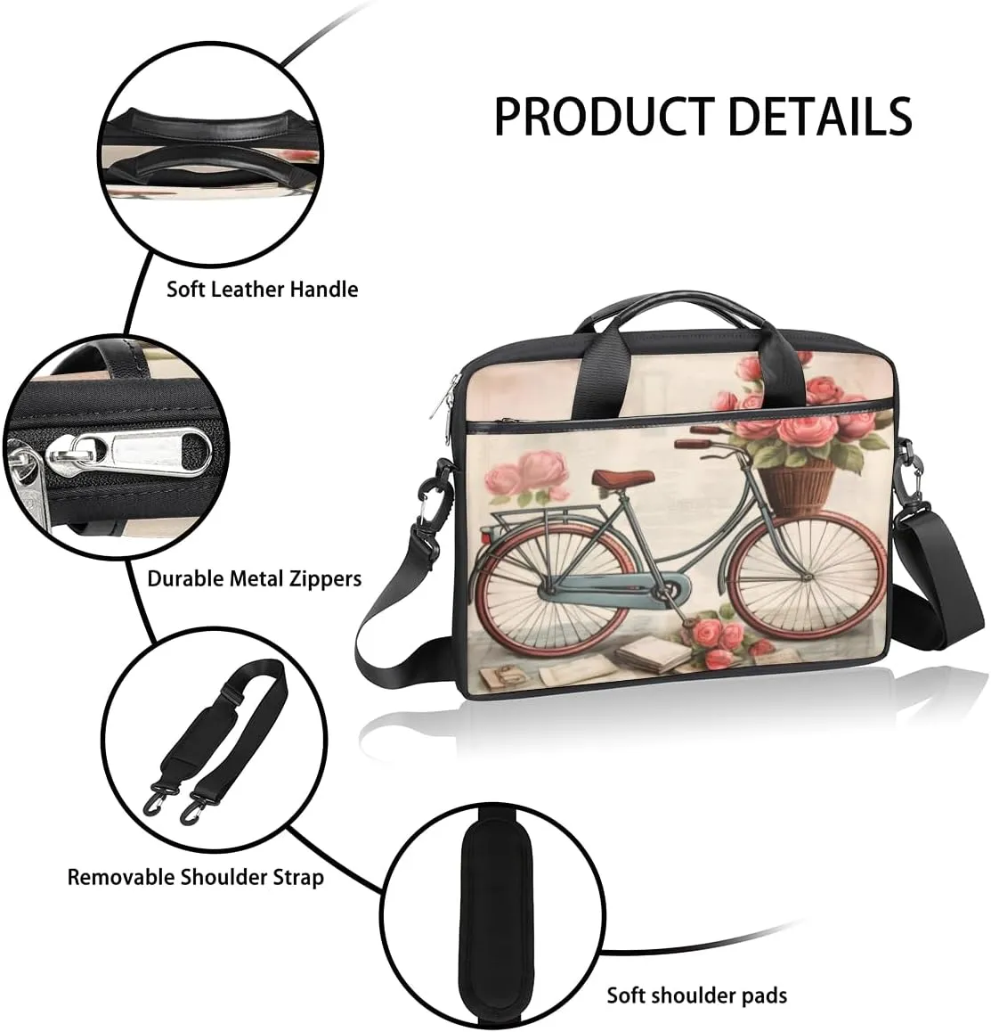 Eiffel Tower Fun Pattern Laptop Shoulder Bag for Tablet Computer Notebook Sleeve Messenger Carrying Case Briefcase Tote