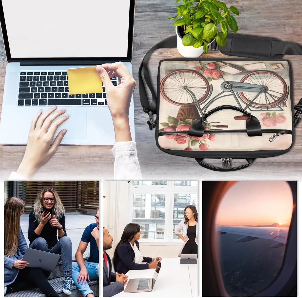 Eiffel Tower Fun Pattern Laptop Shoulder Bag for Tablet Computer Notebook Sleeve Messenger Carrying Case Briefcase Tote