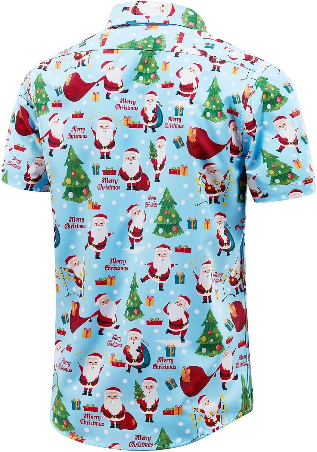 ENVMENST Christmas Button Up Shirt for Men Fun Printed Casual Short Sleeve Hawaiian Santa Shirt