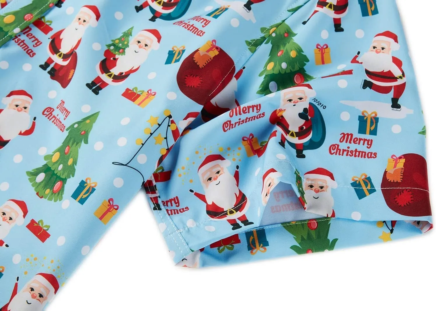 ENVMENST Christmas Button Up Shirt for Men Fun Printed Casual Short Sleeve Hawaiian Santa Shirt
