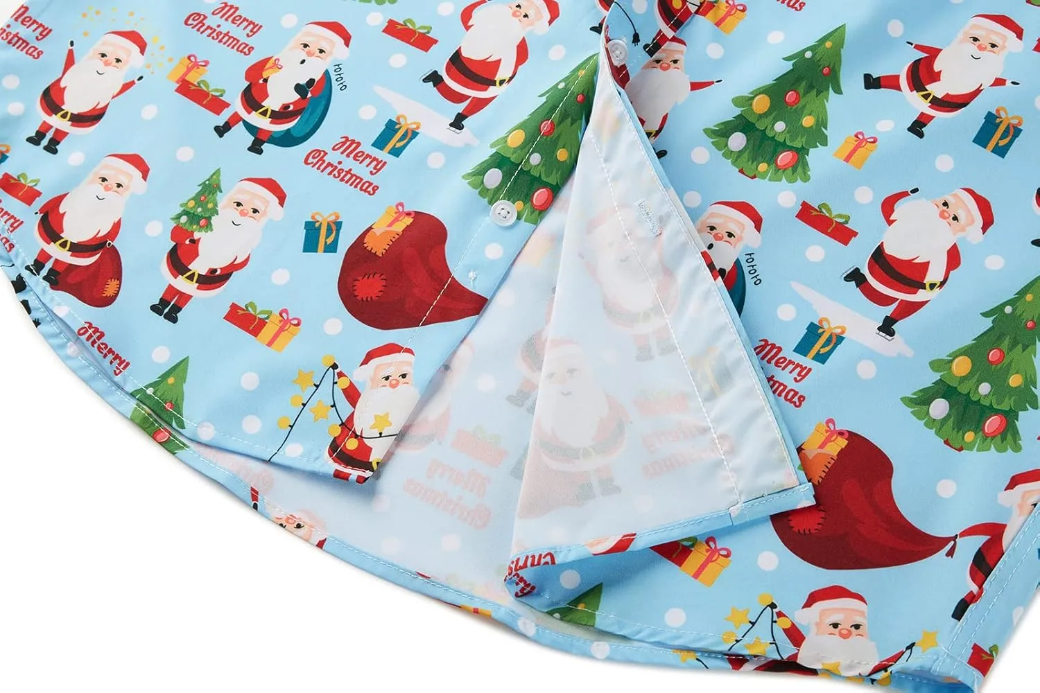 ENVMENST Christmas Button Up Shirt for Men Fun Printed Casual Short Sleeve Hawaiian Santa Shirt