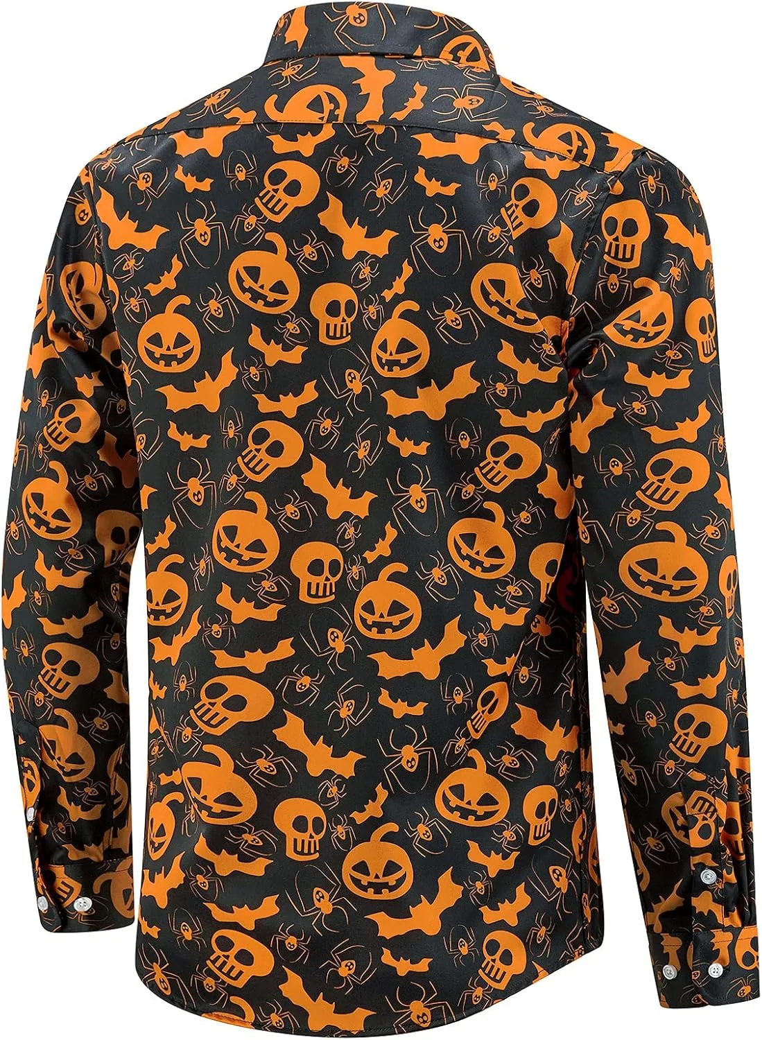 ENVMENST Halloween Button Up Shirt for Men Fun Pumpkins Printed Casual Short Sleeve Hawaiian Aloha Shirts
