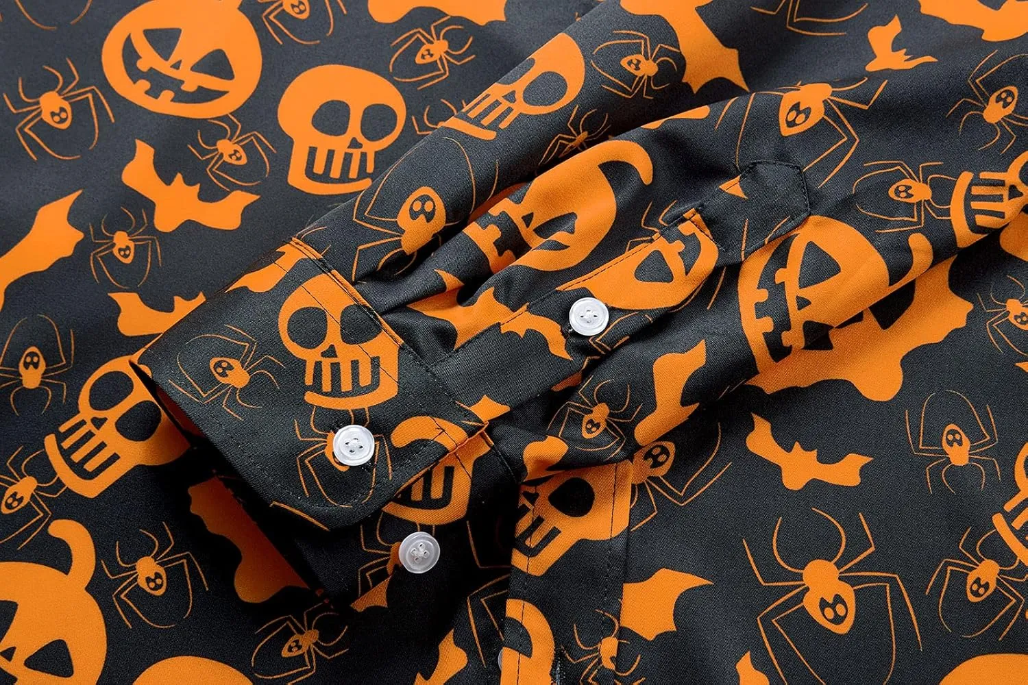 ENVMENST Halloween Button Up Shirt for Men Fun Pumpkins Printed Casual Short Sleeve Hawaiian Aloha Shirts