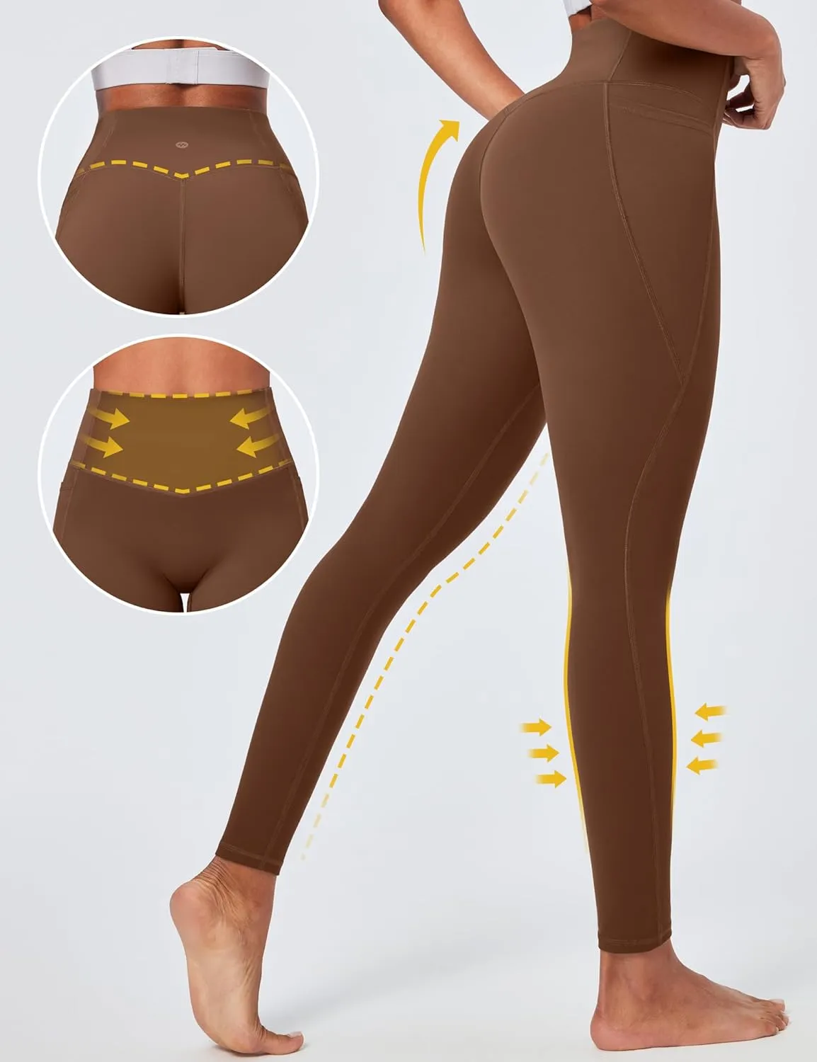 Ewedoos Compression Leggings with Pockets for Women Tummy Control Leggings No Front Seam Workout High Waisted Yoga Pants Gym
