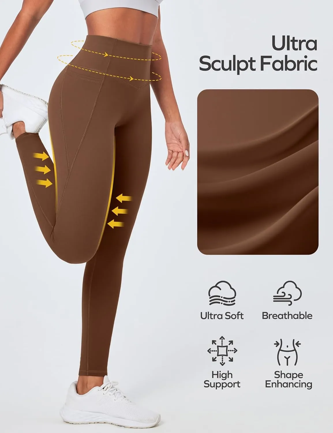 Ewedoos Compression Leggings with Pockets for Women Tummy Control Leggings No Front Seam Workout High Waisted Yoga Pants Gym