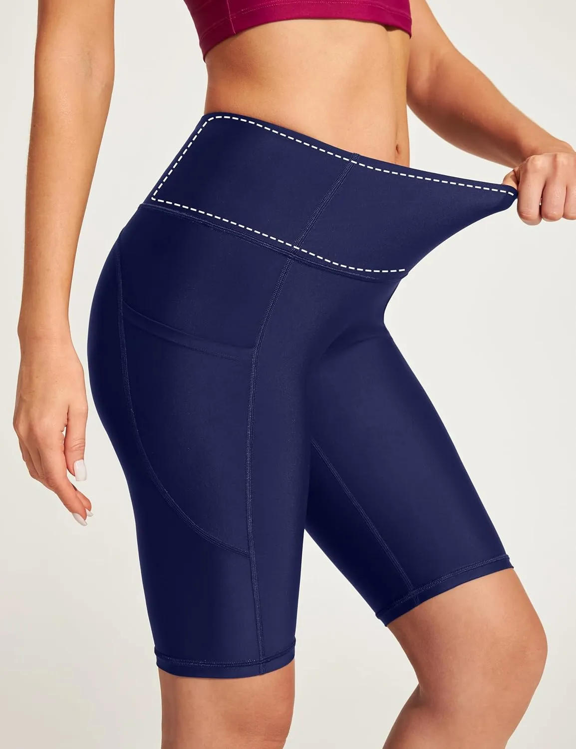 Ewedoos Women's Swim Shorts Tummy Control UPF50  High Waisted Swim Bottoms Long Swim Board Shorts for Women with Pockets