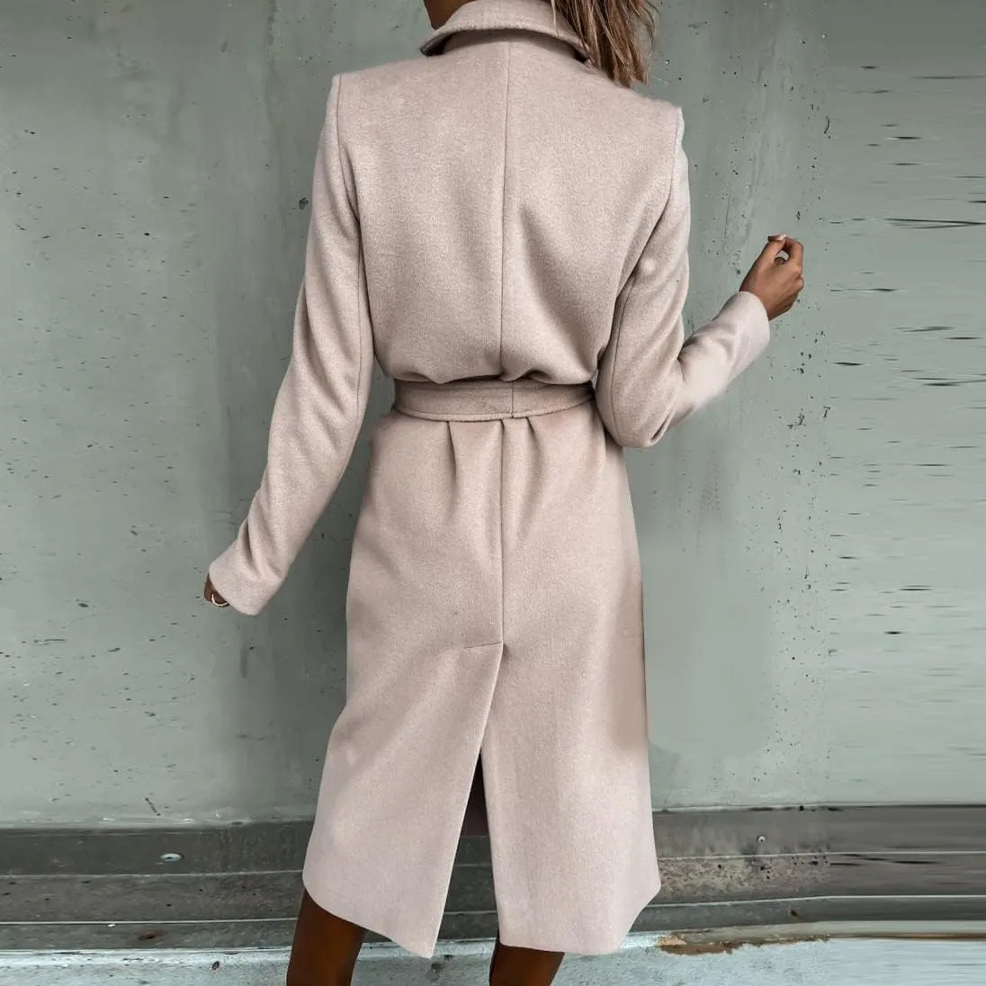 Fall Cardigan for Women 2022 Solid Lapel Collar Trench Coat Open Front Mid Length Wool Blend Coat Elegant Pea Coat
