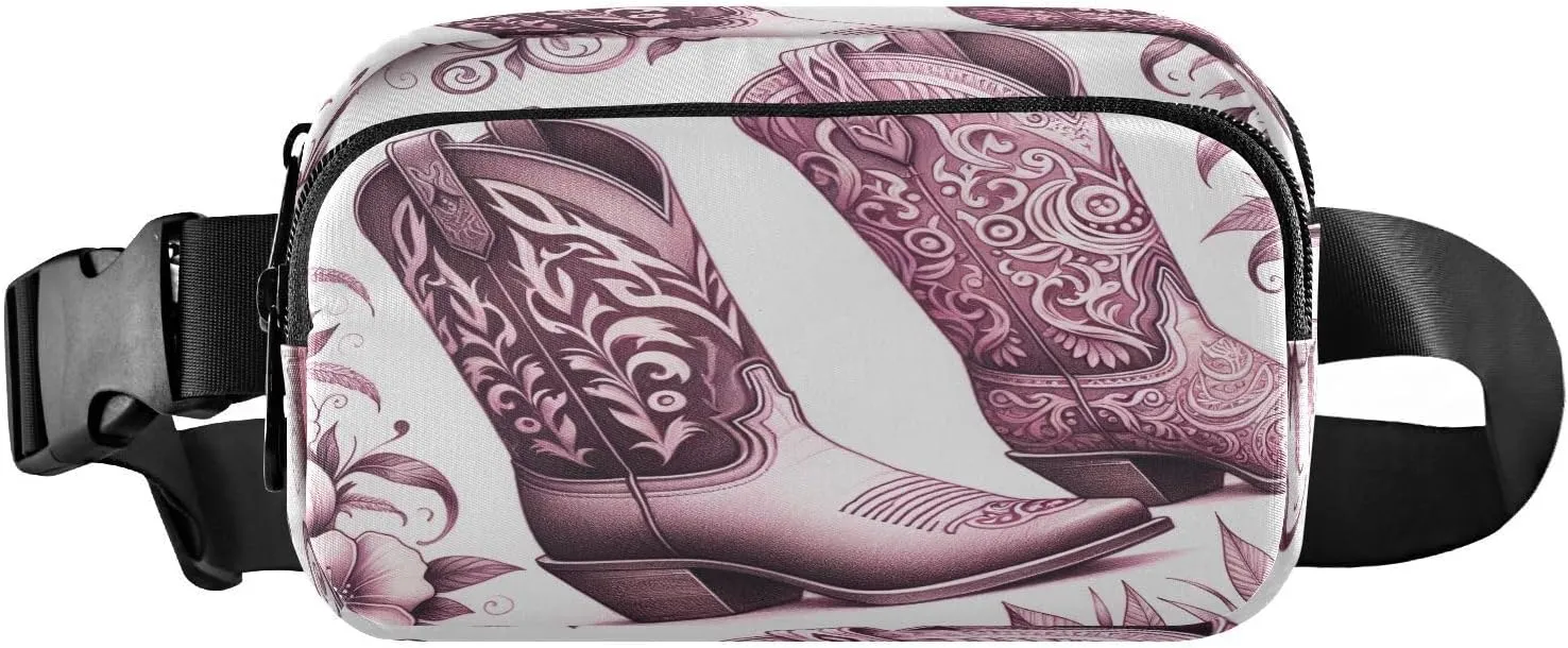 Fanny Pack Crossbody Bags for Women Men Cowgirl Boots Pattern Belt Bag Waterproof Fashion Waist Packs Unisex with Adjustable Strap for Running Workout Travel Hiking Cycling