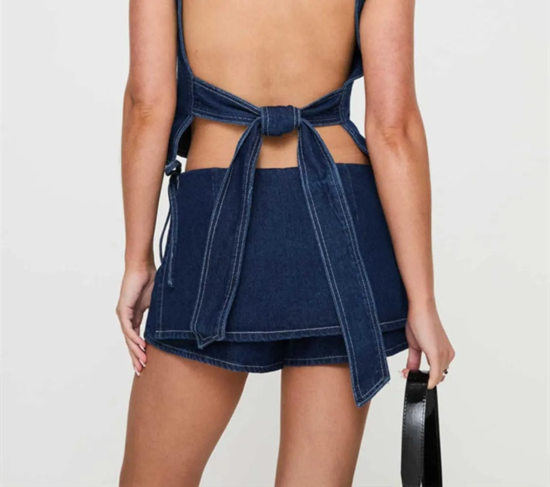 Faretumiya Women Denim Skort Low Rise Bodycon Jean Cargo Shorts Skirt Pull On Asymmetrical Skort Pocketed Wrap Skirt Shorts
