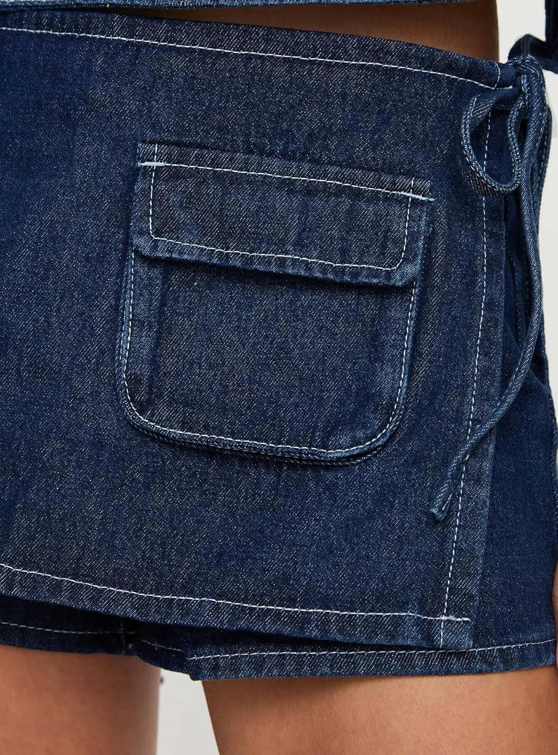 Faretumiya Women Denim Skort Low Rise Bodycon Jean Cargo Shorts Skirt Pull On Asymmetrical Skort Pocketed Wrap Skirt Shorts