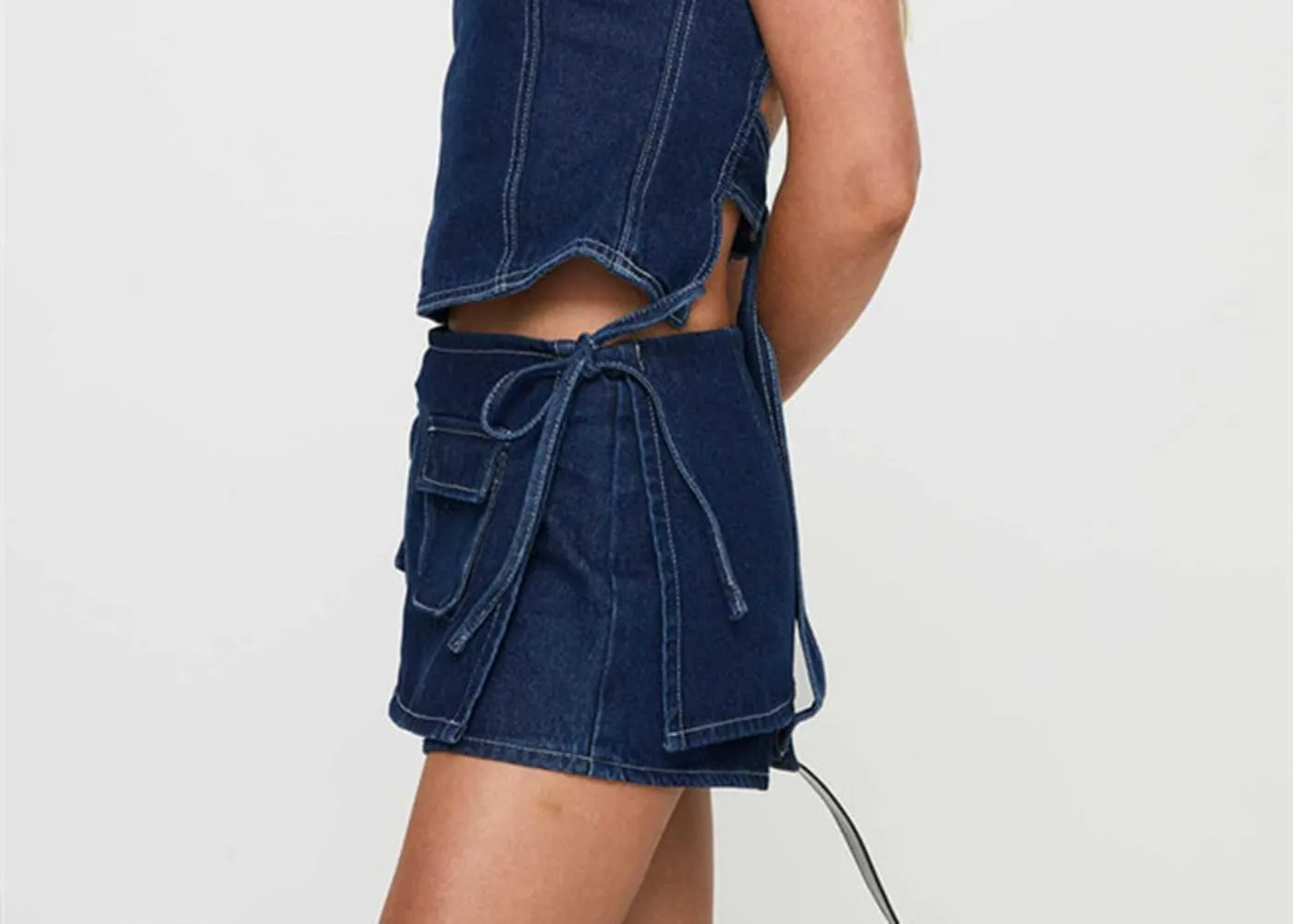 Faretumiya Women Denim Skort Low Rise Bodycon Jean Cargo Shorts Skirt Pull On Asymmetrical Skort Pocketed Wrap Skirt Shorts
