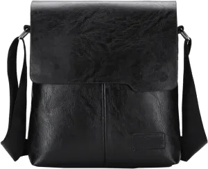 Fashion Men Shoulder Bag Trend Leather Bag Briefcase Clutch Backpack Vertical Trend Crossbody Bags (Black, One Size)