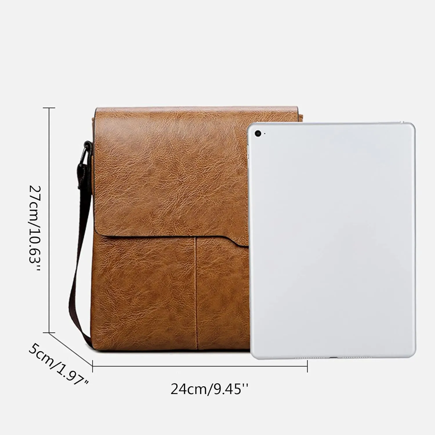 Fashion Men Shoulder Bag Trend Leather Bag Briefcase Clutch Backpack Vertical Trend Crossbody Bags (Black, One Size)