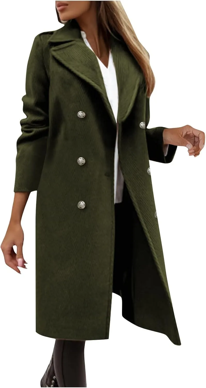 Febecool Blazer Jackets For Women Long Sleeve Bomber Jacket Warm Coat Rain Jackets Waterproof Sweater Coat Trench Coats