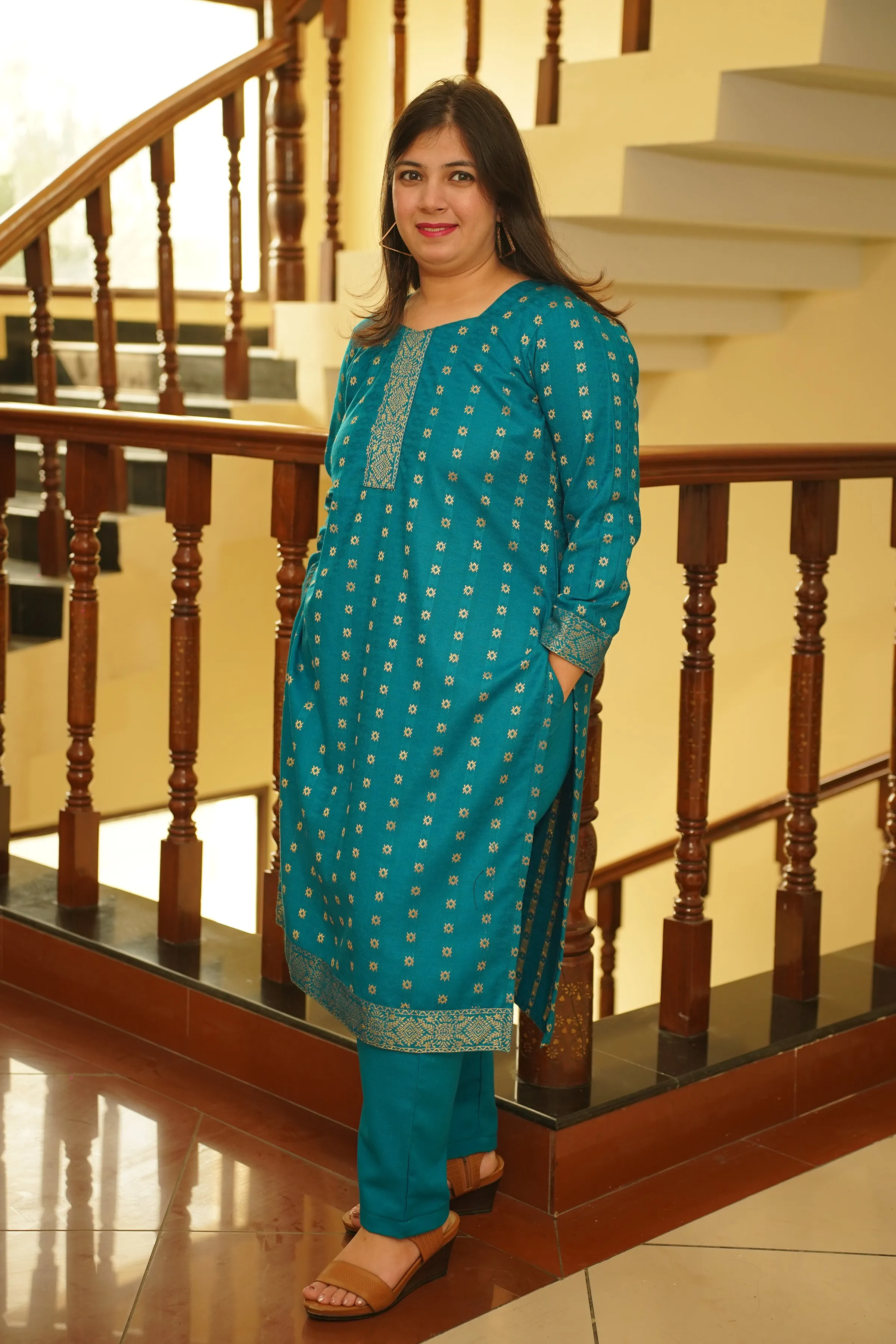 Firozi Blaze Woollen Kurta