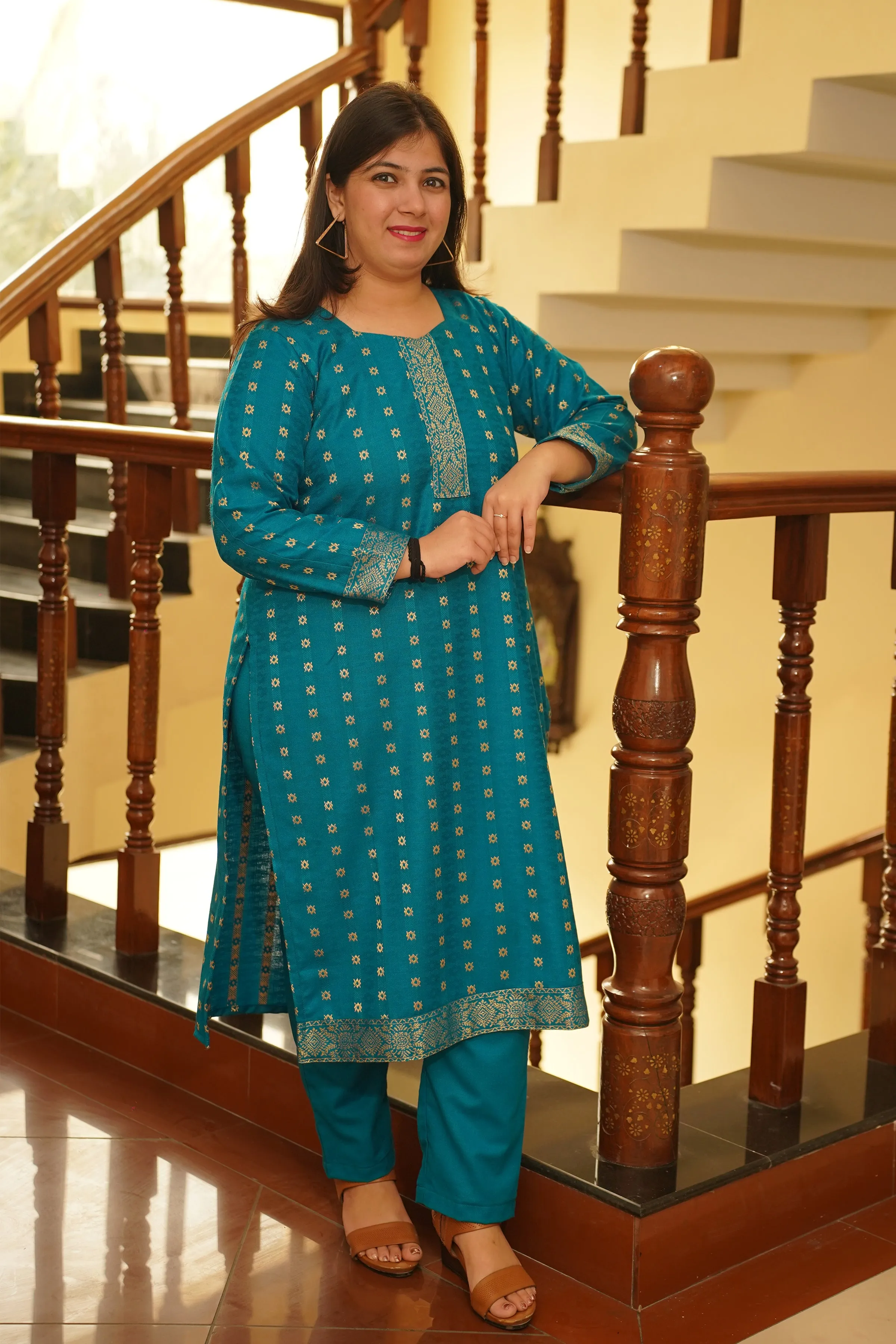 Firozi Blaze Woollen Kurta