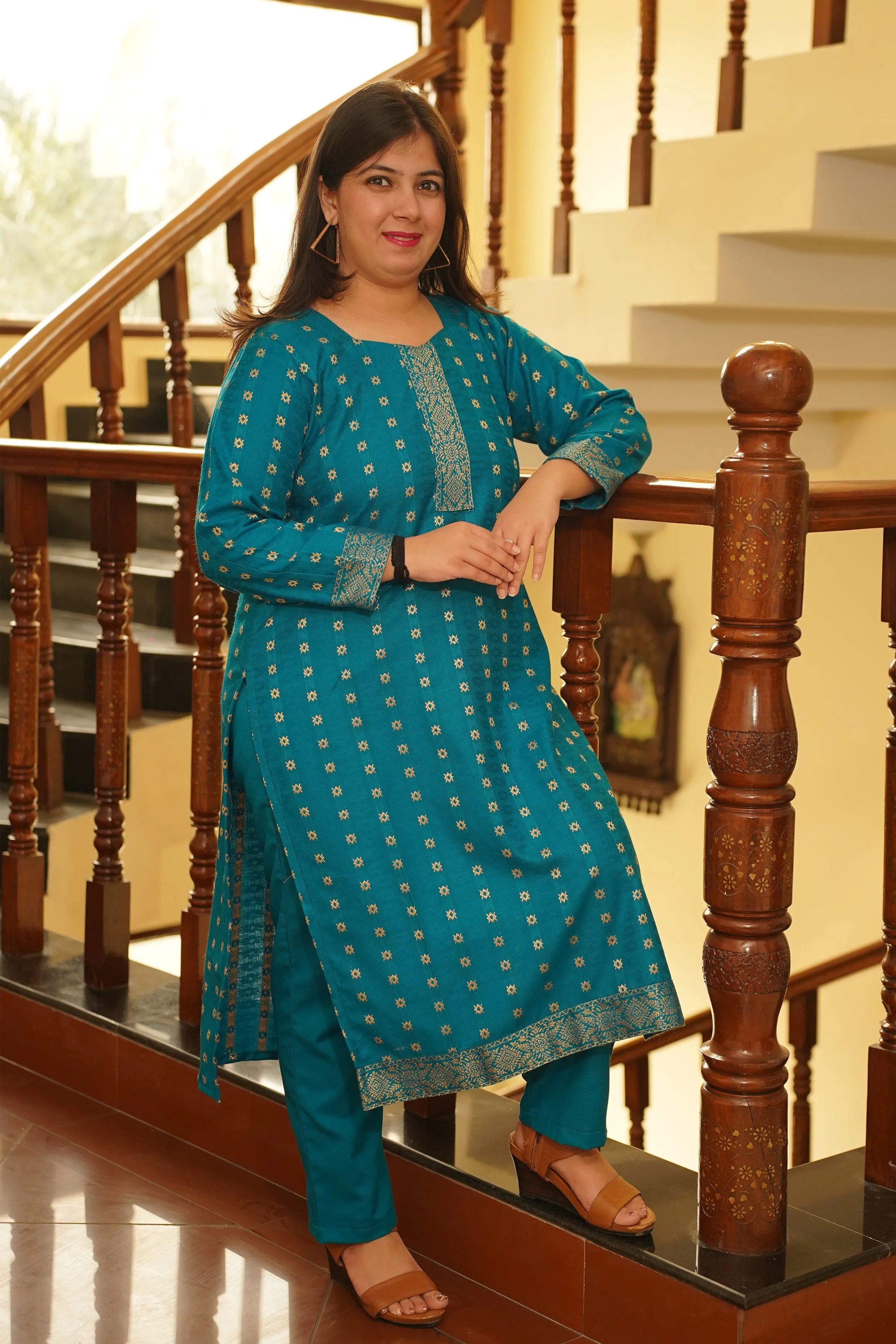 Firozi Blaze Woollen Kurta