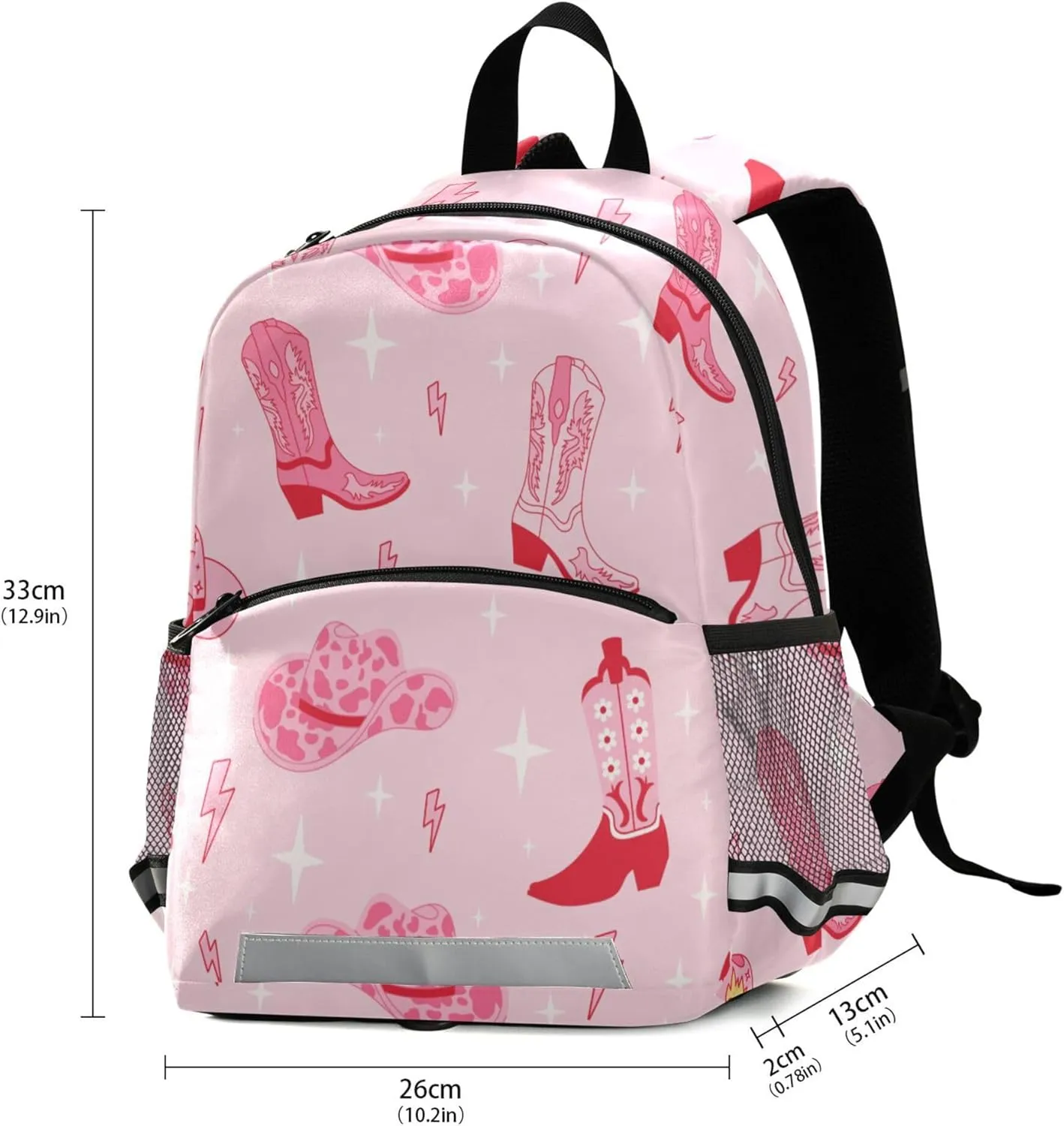 Fisyme Pink Western Cowgirl Boots Backpack Schoolbag Kids Daypack Toddler Travel School Bag Small Mini Backpacks for Kindergarten Preschool Nursery Boys Girls