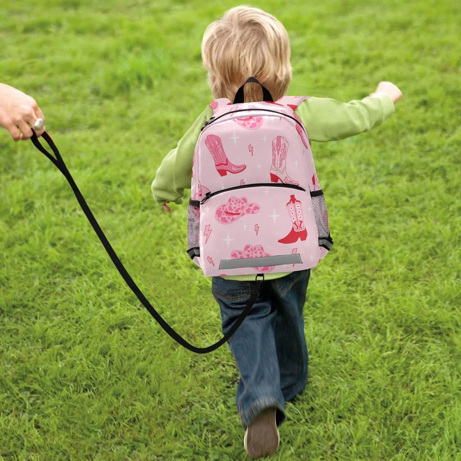 Fisyme Pink Western Cowgirl Boots Backpack Schoolbag Kids Daypack Toddler Travel School Bag Small Mini Backpacks for Kindergarten Preschool Nursery Boys Girls