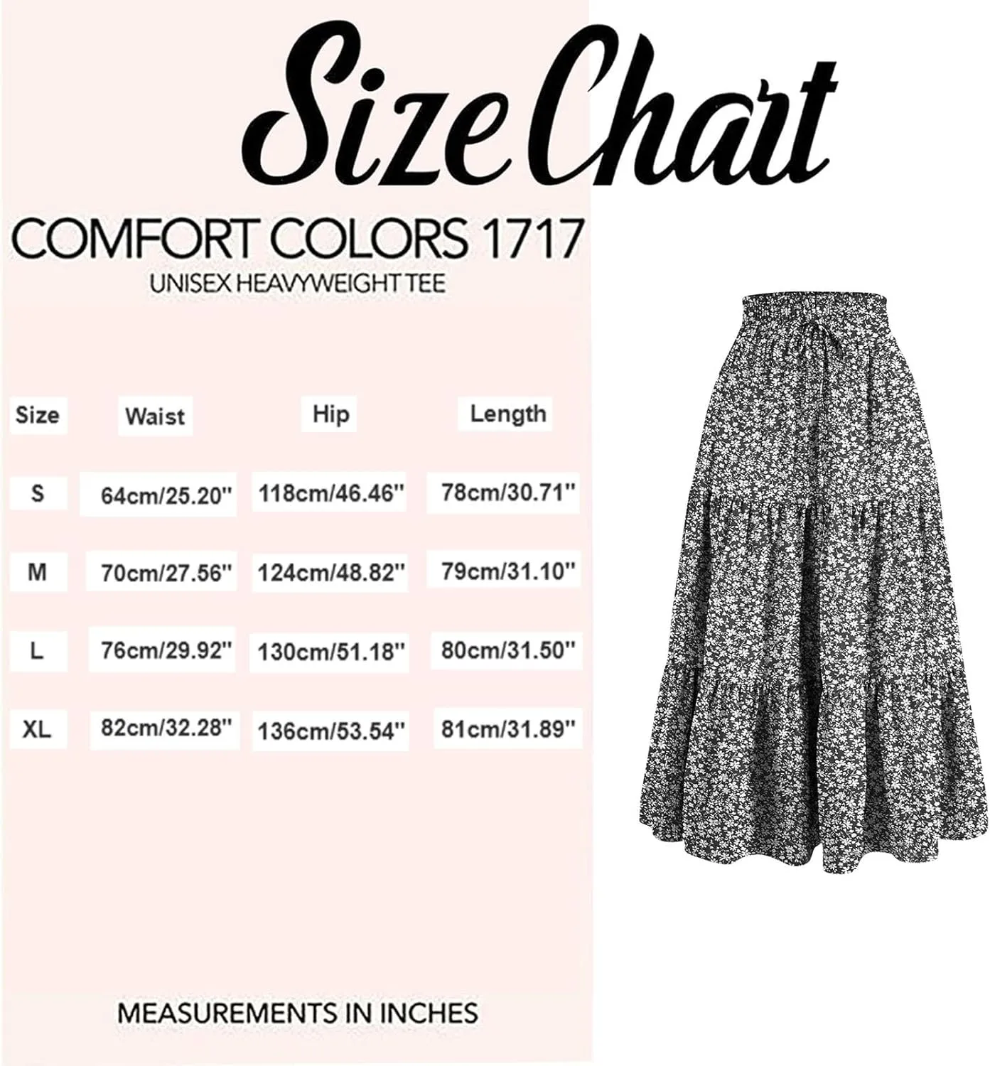 Floral Maxi Skirt for Women Summer Vacation A Line Flowy Swing Comfy Tiered Elastic High Waisted Long Skirts