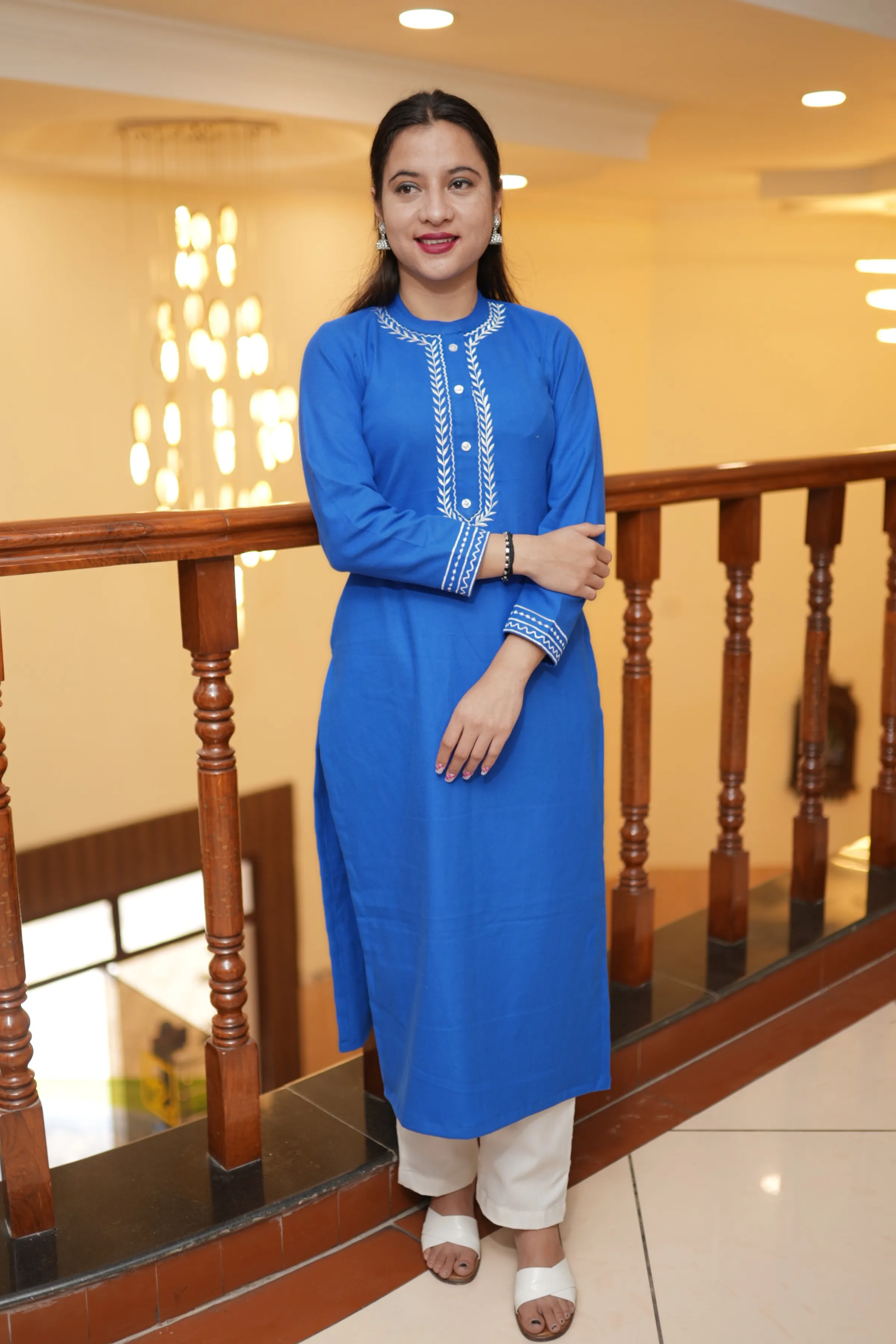 Frosty Blue Woollen Kurta