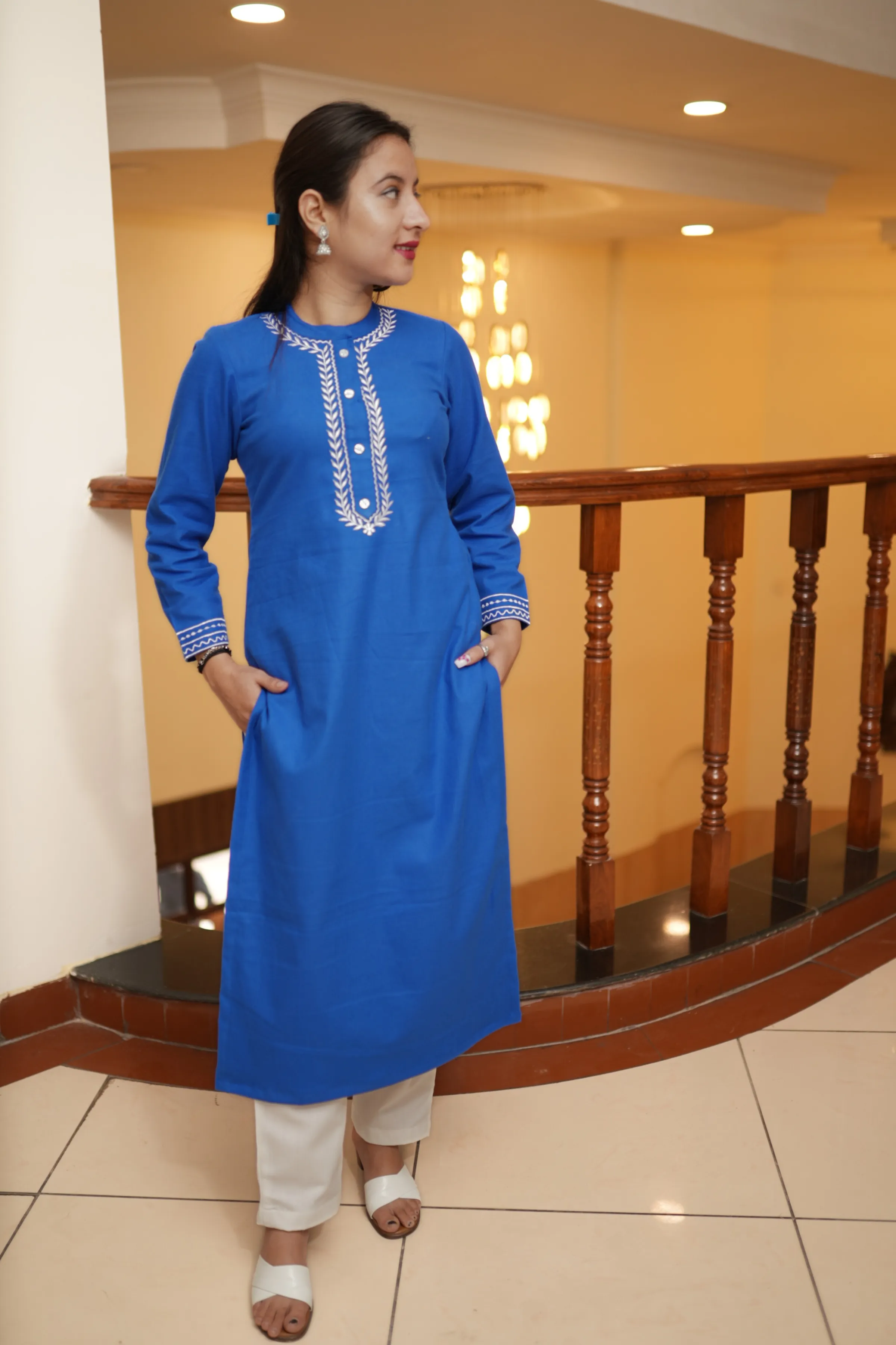 Frosty Blue Woollen Kurta