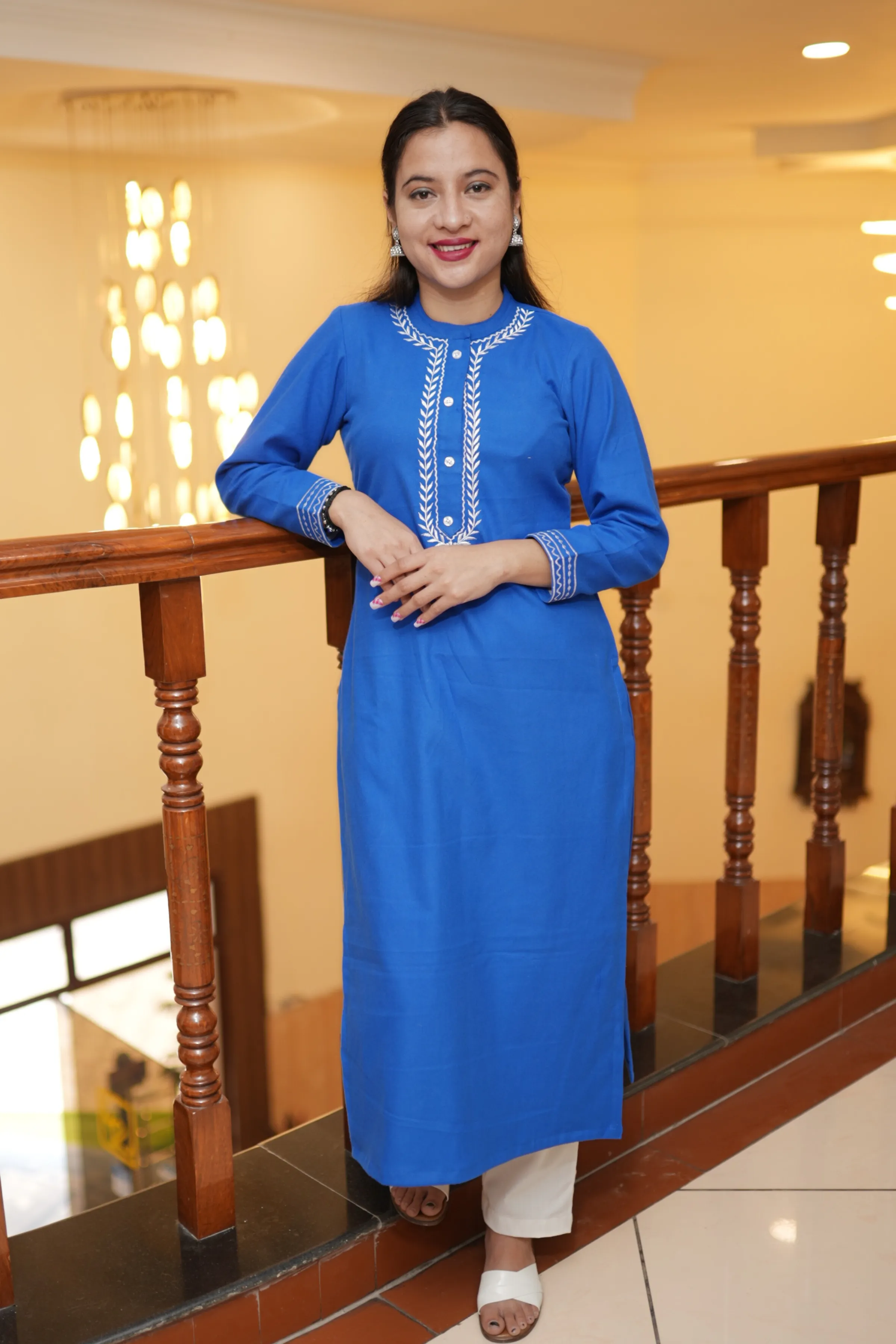 Frosty Blue Woollen Kurta