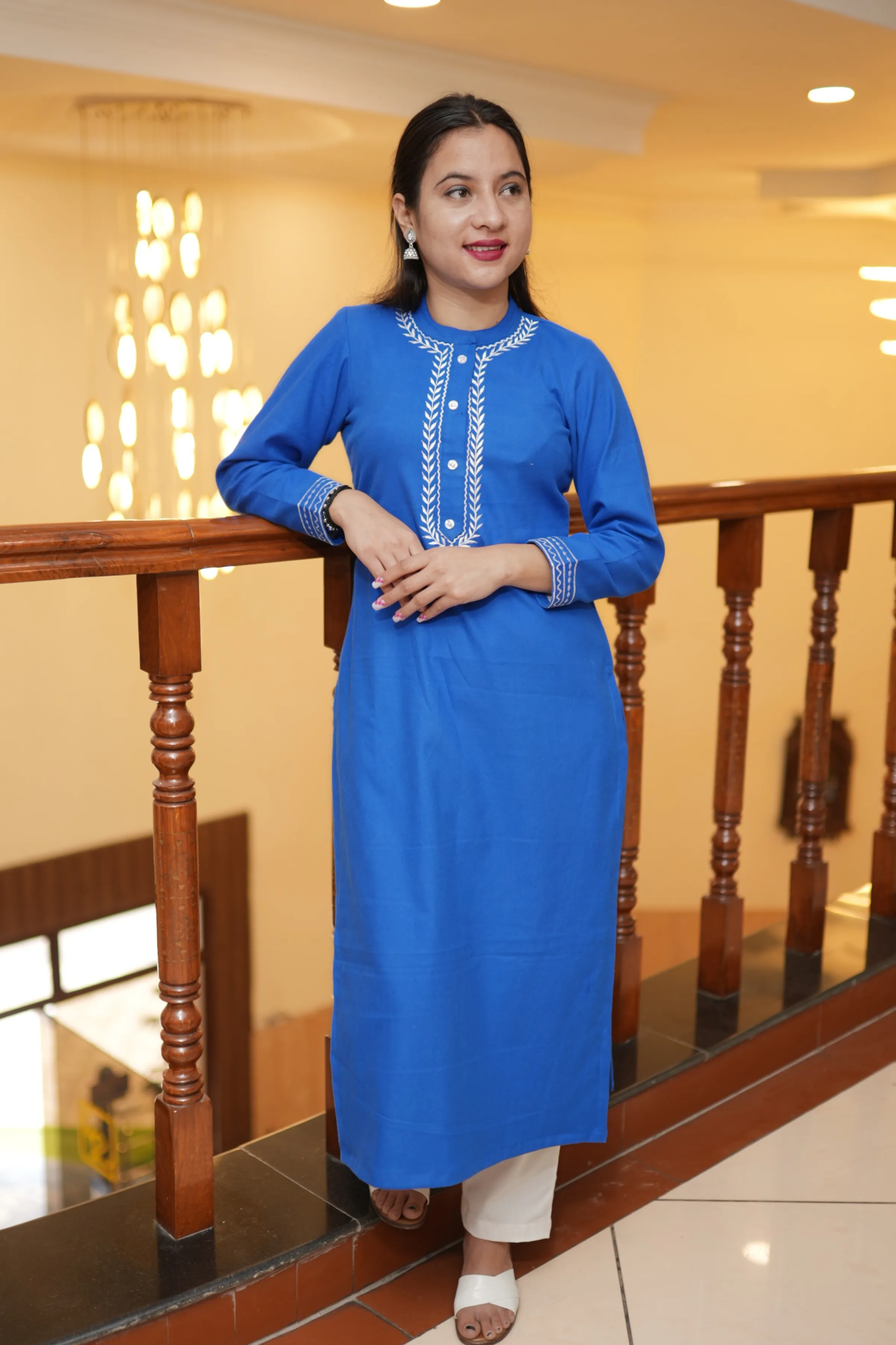Frosty Blue Woollen Kurta