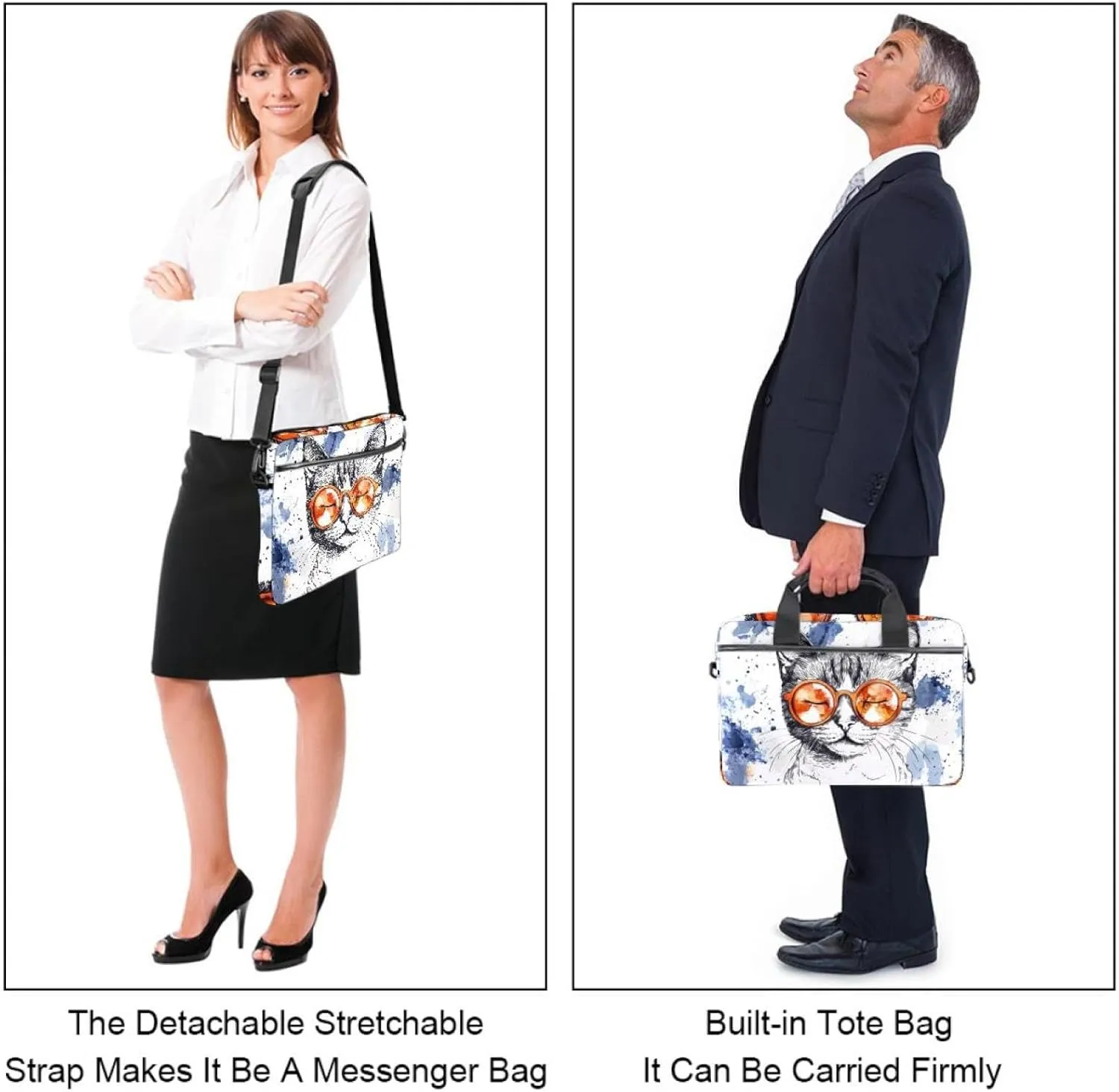 Fun Animal Green Gator Crocodile Laptop Bag Case Computer Sleeve Shoulder Messenger Bag for Work School