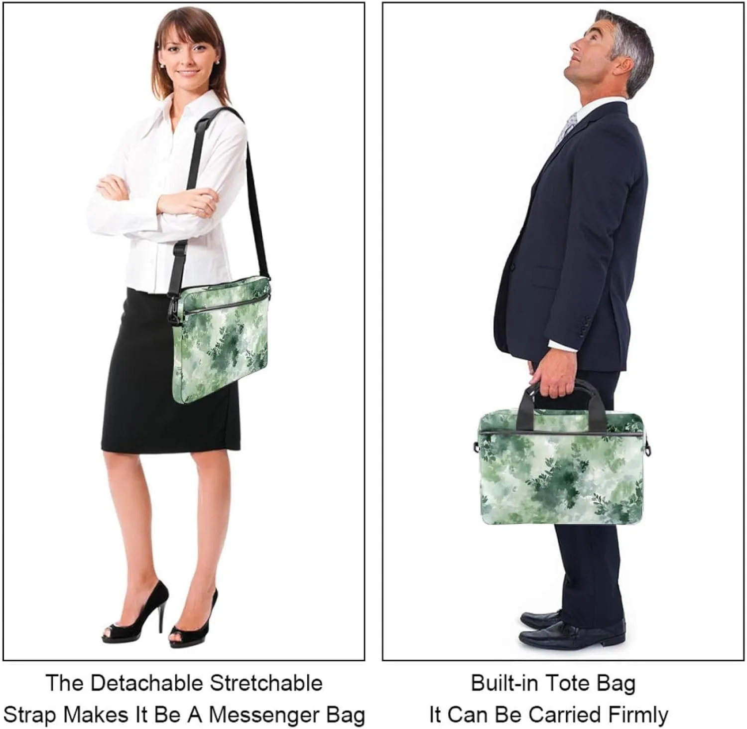 Fun Animal Green Gator Crocodile Laptop Bag Case Computer Sleeve Shoulder Messenger Bag for Work School